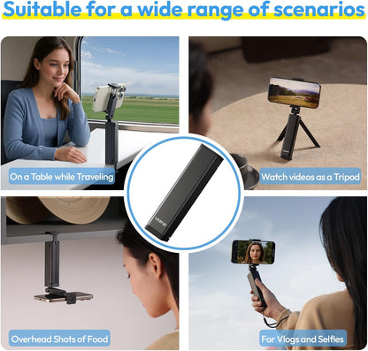 ULANZI SK-20 Travel Essentials Airplane Phone Holder, Phone Tripod 360Â° Rotation,Travel Must Have Handsfree Cellphone Stand for Desk,Flight Essential Universal Adjustable Stand for Train Table