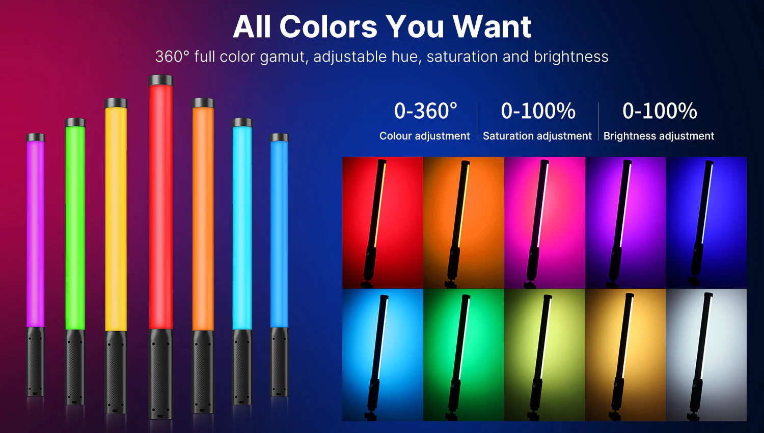 Ulanzi VL 119 RGB Light Stick 2500K-9000K, CRI 95+, 2000mAh LED