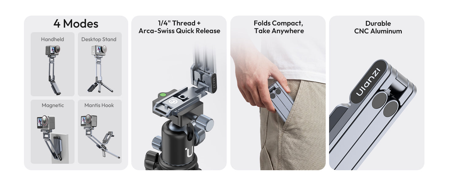 ULANZI MA37 Magnetic Quick Release Mini Tripod for DJI Osmo Action 3/4/5 Pro