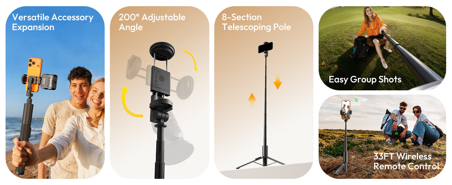 ULANZI SK27 61'' Extendable Phone Tripod/Selfie Stick, Bluetooth Remote
