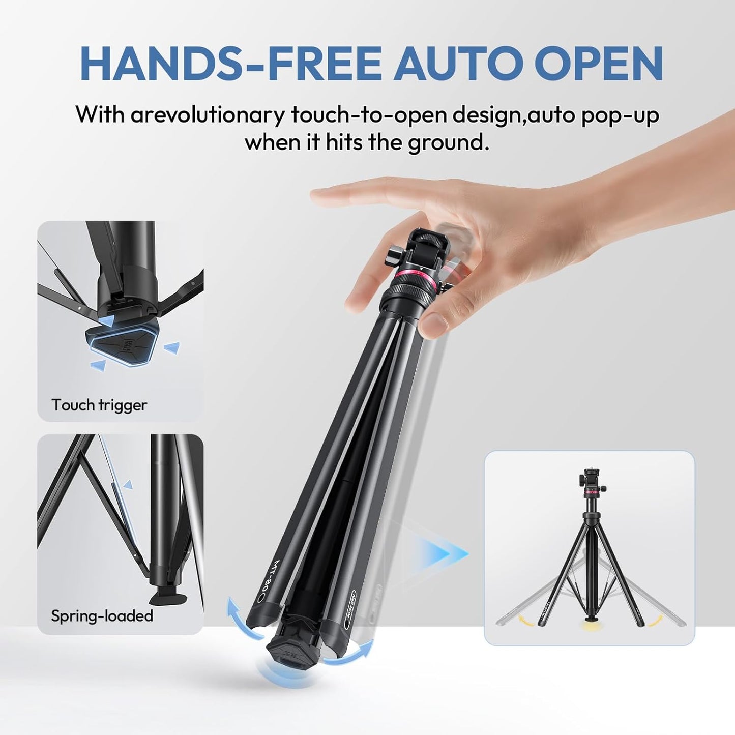ULANZI MT-80 7FT Aluminum Tripod Stand Auto Pop-Up 360 Ball Head DSLR