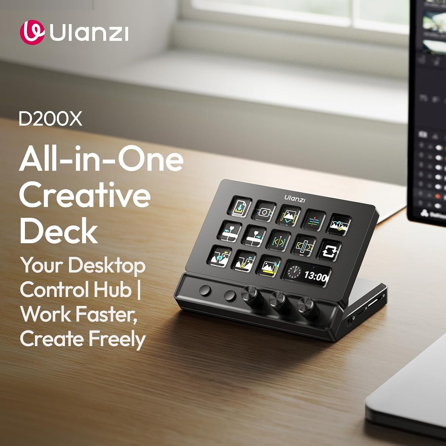 ULANZI D200X Stream Controller 14 LCD Keys & 8-in-1 USB-C Hub 4K HDMI
