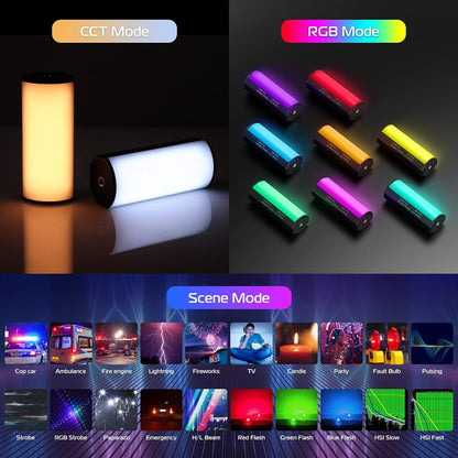 ULANZI Compact Magnetic Handheld 360Â° RGB LED Video Light, 2000mAh, 2500-9000K Dimmable