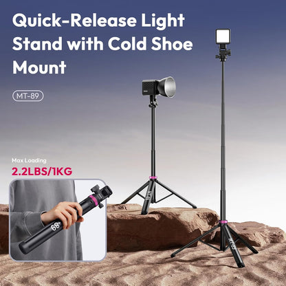ULANZI MT-89 82in Aluminum Extendable Tripod, 1/4in QR, 2.2lb Load