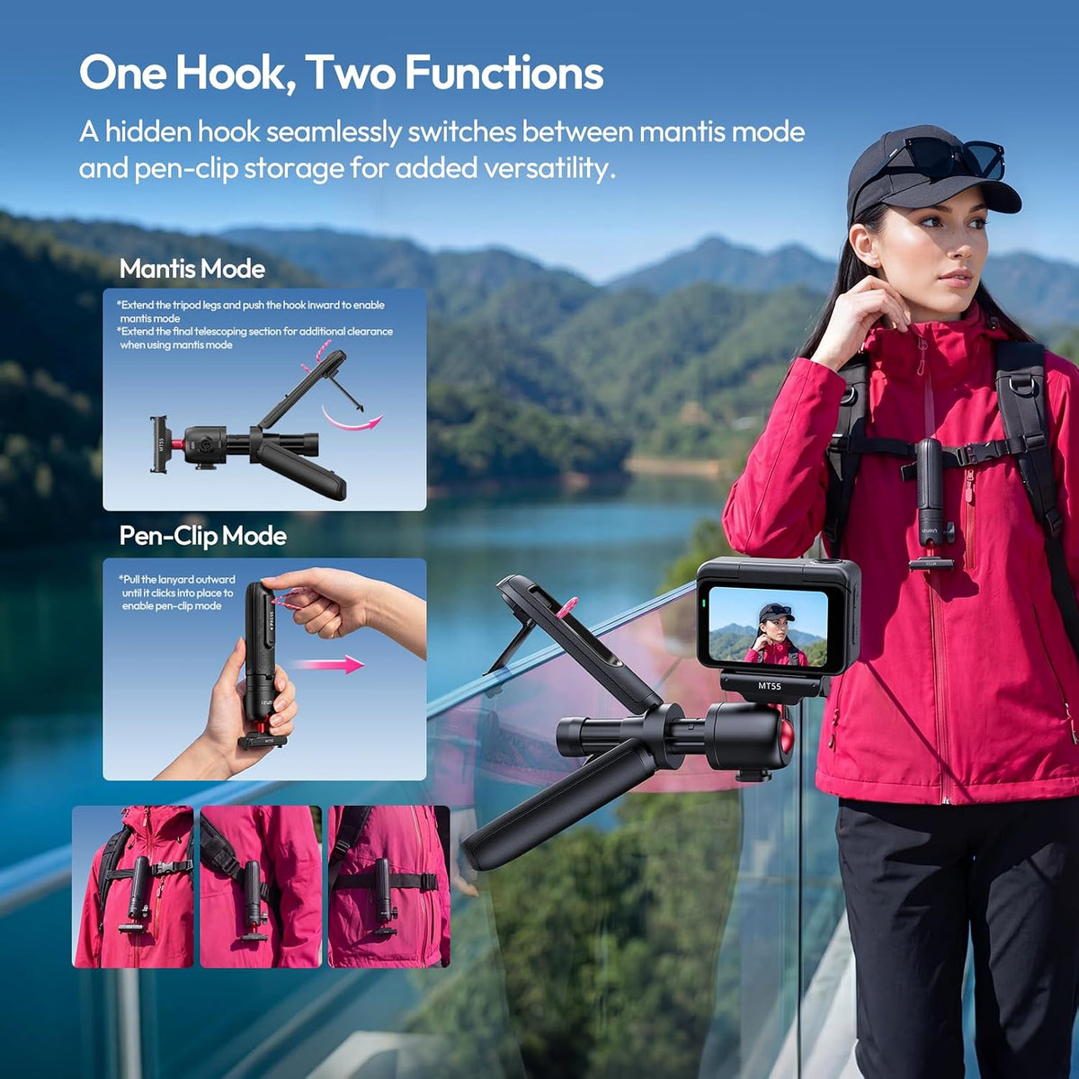 ULANZI MT55 Magnetic Mini Selfie Stick Tripod for Insta360 GO Ultra- Snapgo