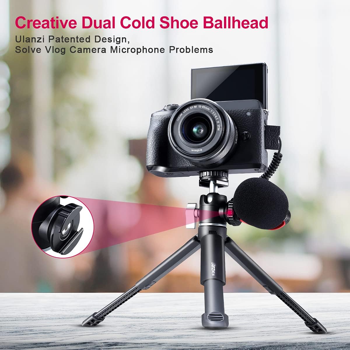 ULANZI Mini Tripod 360¬∞ Ball Head Cold Shoe Extendable Vlog Camera Stand ( U60 + MT14)