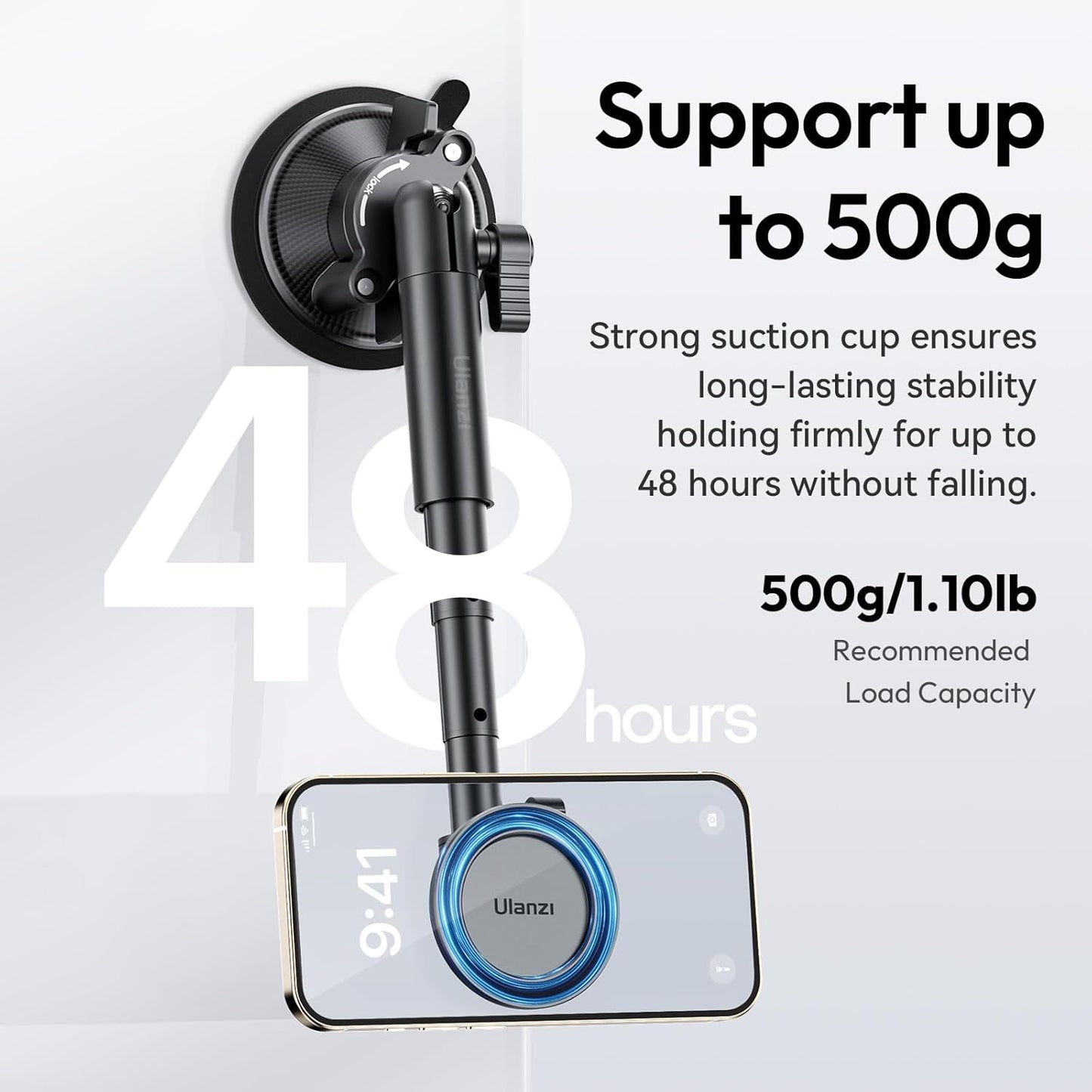 ULANZI ZJ06 MagSafe Suction Mount, Extendable Stand for iPhone 16â€“12, Car Use