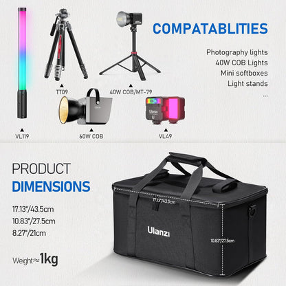 ULANZI OM-01 Carrying Bag, Foam Padded for Studio Tripods, Stands, Softboxes, Travel