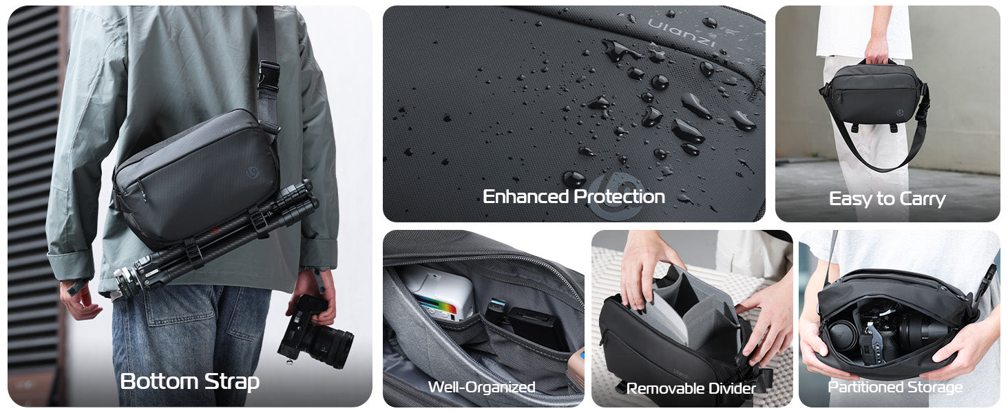 Ulanzi PB038 Travel Messenger Bag Camera Sling Bag V2 10L Multi-Pocket