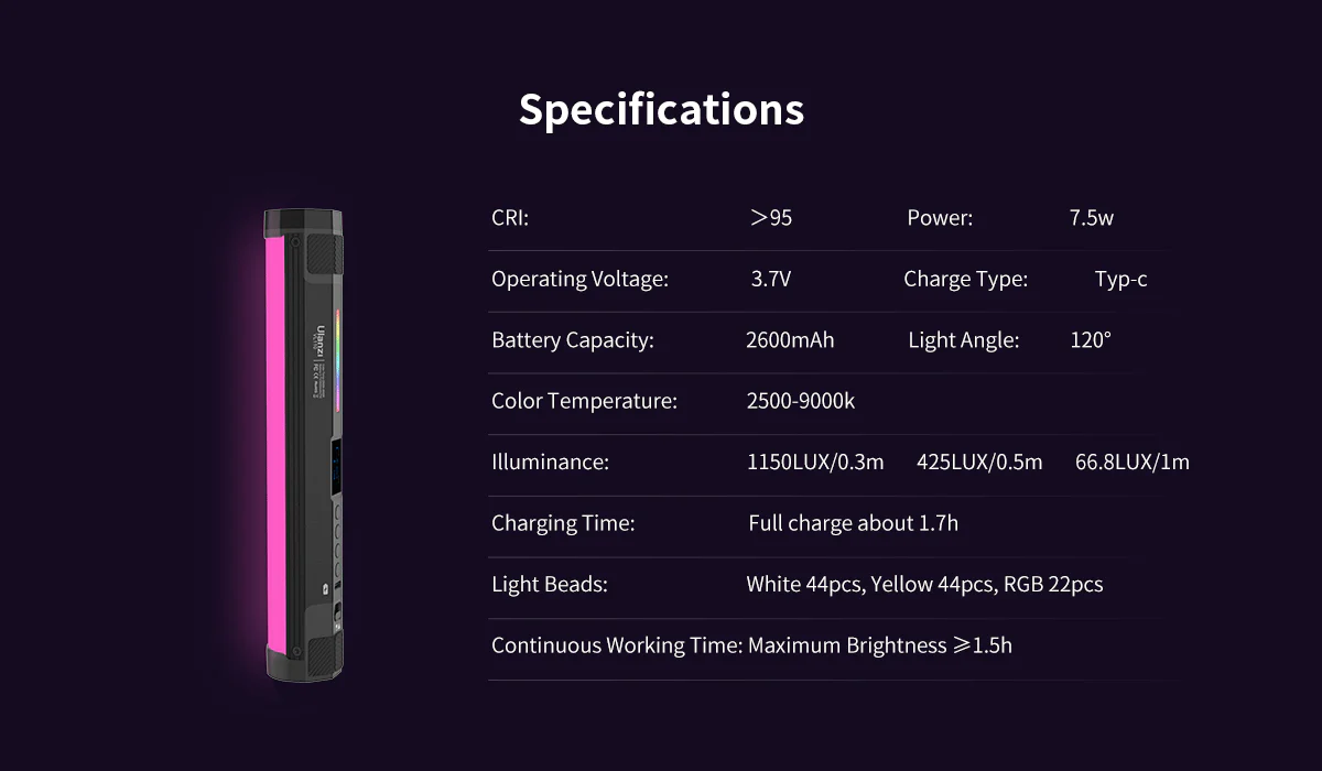 Ulanzi VL110 Magnetic RGB LED Tube Light (9.4")