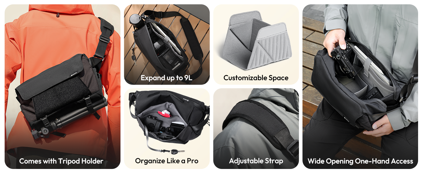 ULANZI BP11 8L Camera Sling Bag, Splash-Proof DSLR/Mirrorless Anti-Theft Crossbody