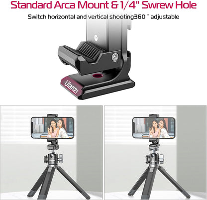 ULANZI ST-27 Phone Tripod Mount, 360Â° Metal Holder, 3 Cold Shoes, Arca, iPhone 17/16
