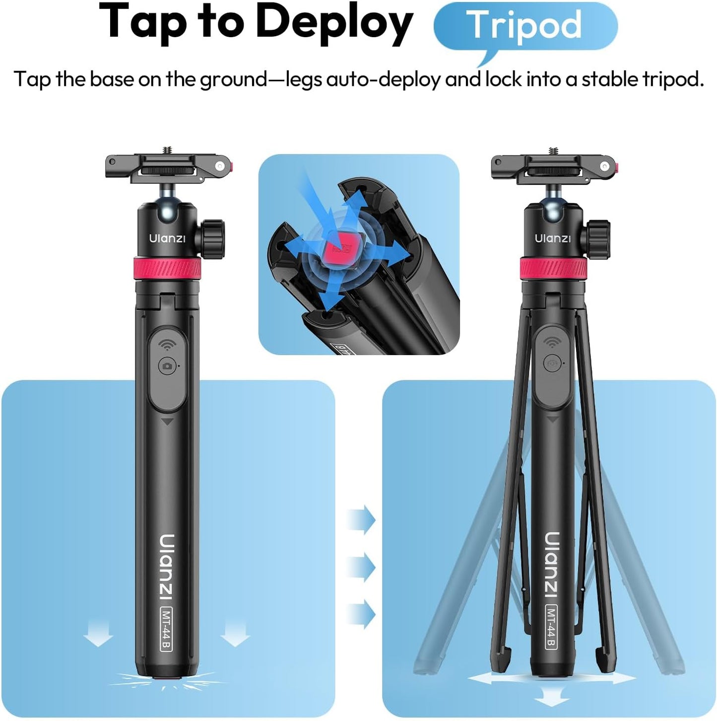 ULANZI MT44B Auto Pop Tripod 59" w Remote, Dual Mount, 360¬∞ Head