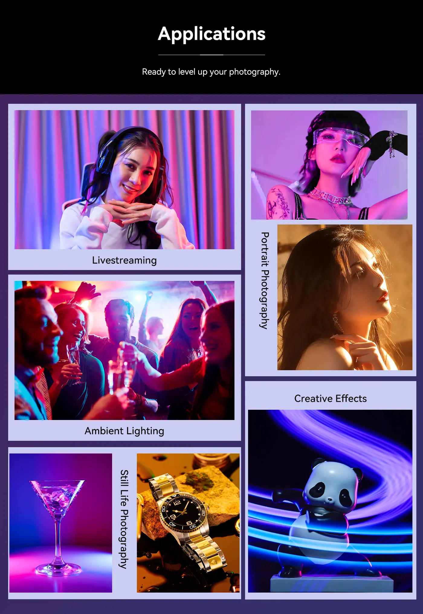 Ulanzi U60 (Black) RGB Video Light, 360Â° Color, CRIâ‰¥95, 2500-9000K, 2500mAh
