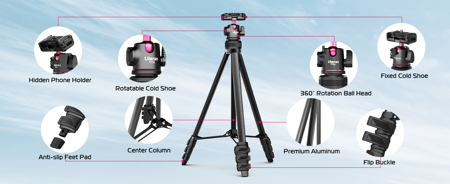 Ulanzi TT51 Aluminium Alloy Portable Tripod