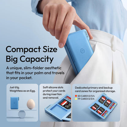 ULANZI DC01 SD TF Card Case USB-C Reader 312MB/s UHS-II Magnetic Aluminum Black/Blue
