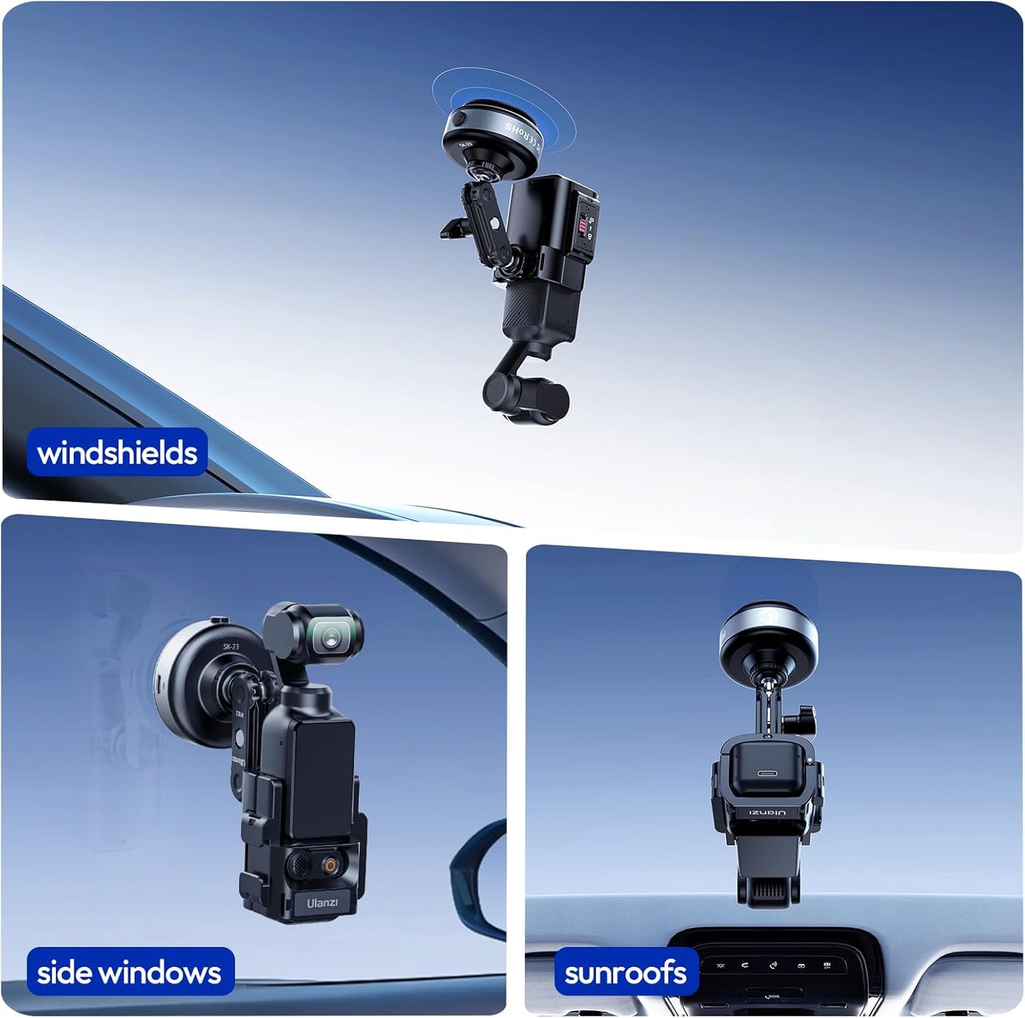 ULANZI SK-23 Electric Suction Cup Mount 1/4'' for GoPro, DJI, Insta360