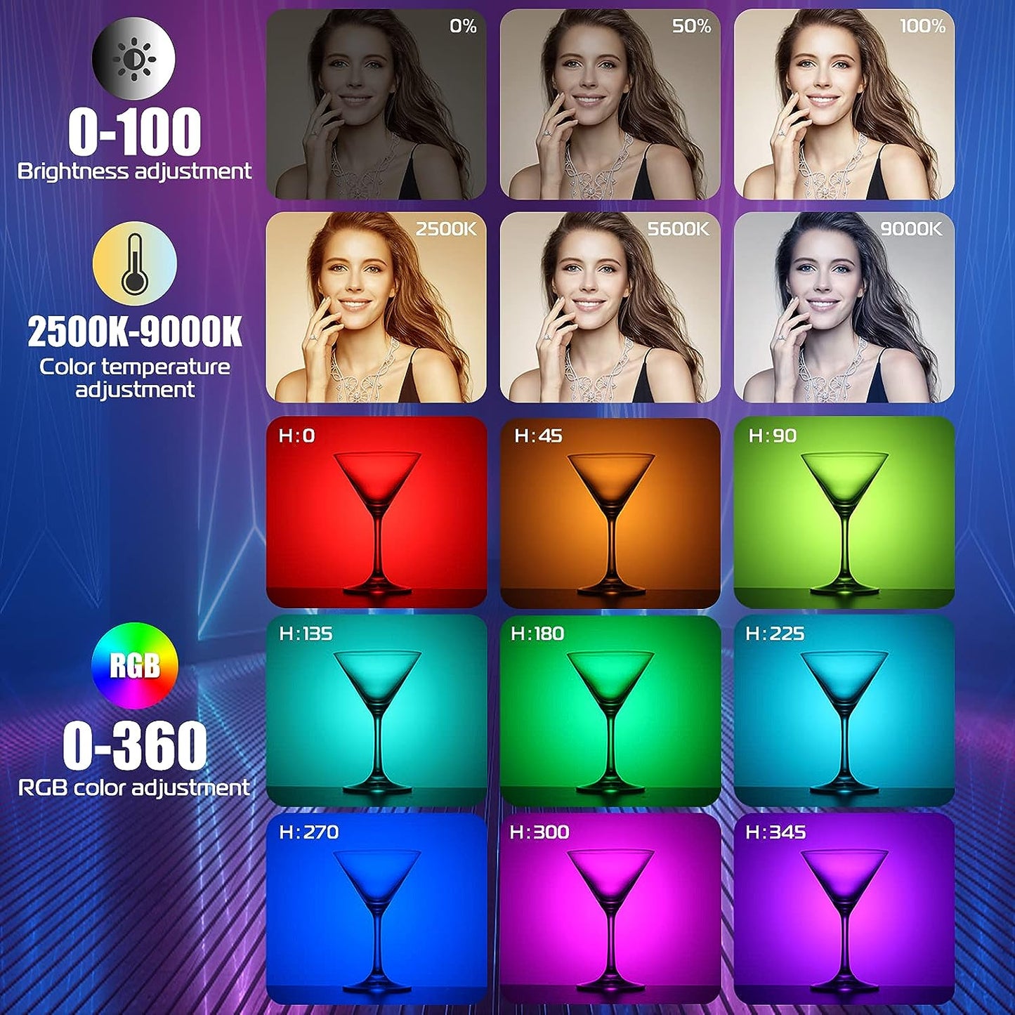 ULANZI Compact Magnetic Handheld 360Â° RGB LED Video Light, 2000mAh, 2500-9000K Dimmable