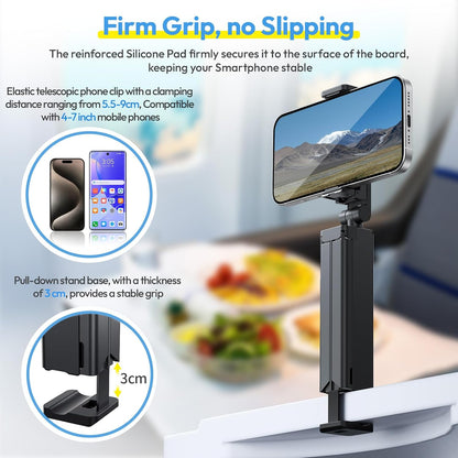 ULANZI SK-20 Travel Essentials Airplane Phone Holder, Phone Tripod 360Â° Rotation,Travel Must Have Handsfree Cellphone Stand for Desk,Flight Essential Universal Adjustable Stand for Train Table
