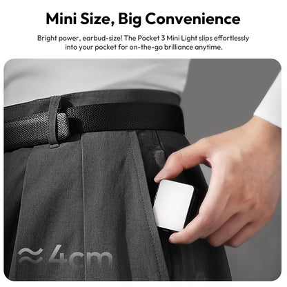 ULANZI LM001 Magnetic Mini Light for DJI Osmo Pocket 3, 2W USB-C, 500mAh, 5800K, CRIâ‰¥95, IPX4, 3-Level Brightness