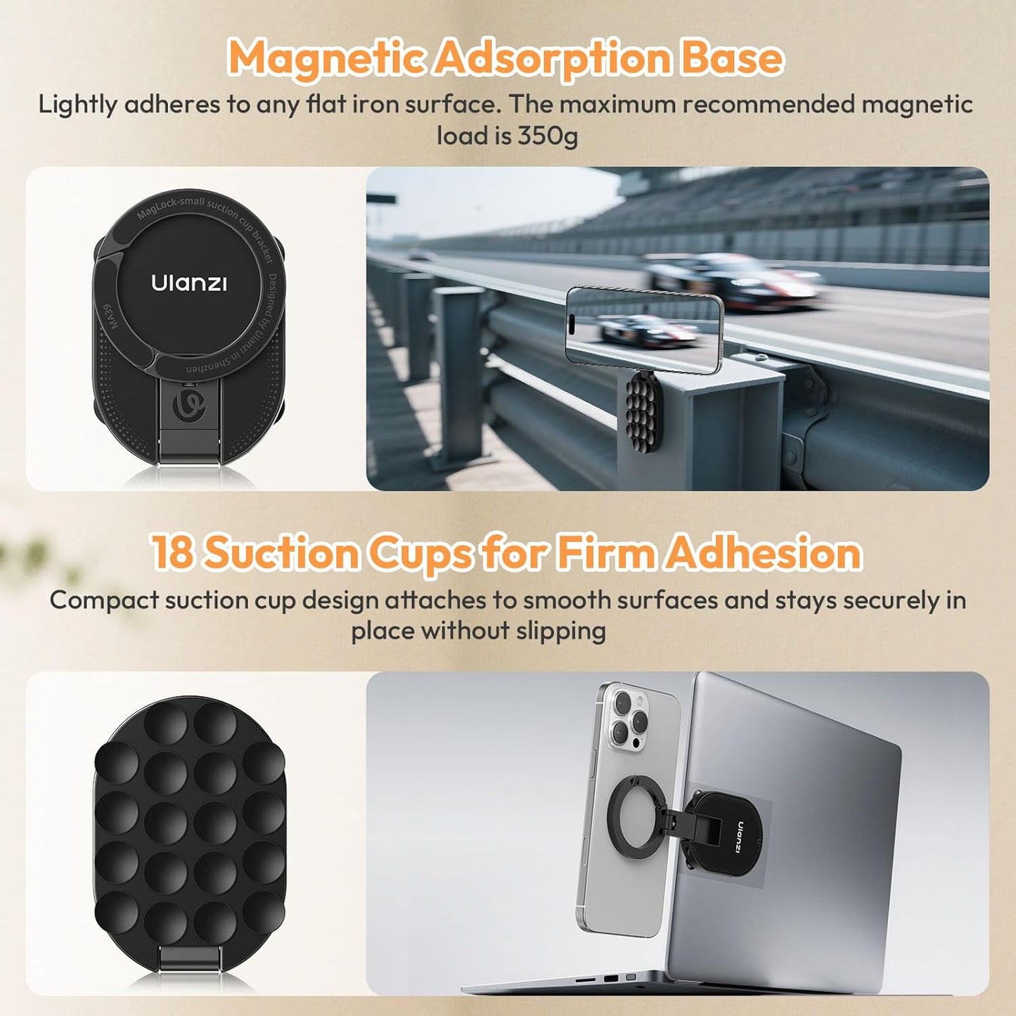 ULANZI MA39 3-in-1 Magnetic Phone Holder for MagSafe with 360¬∞ Rotatable Mount