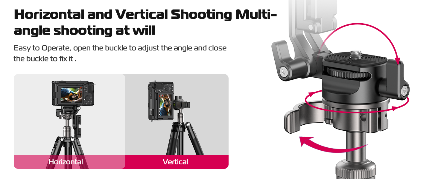 ULANZI MT-63 57" Foldable Tripod, 2-in-1 Clip, 5KG Load, Ball Head