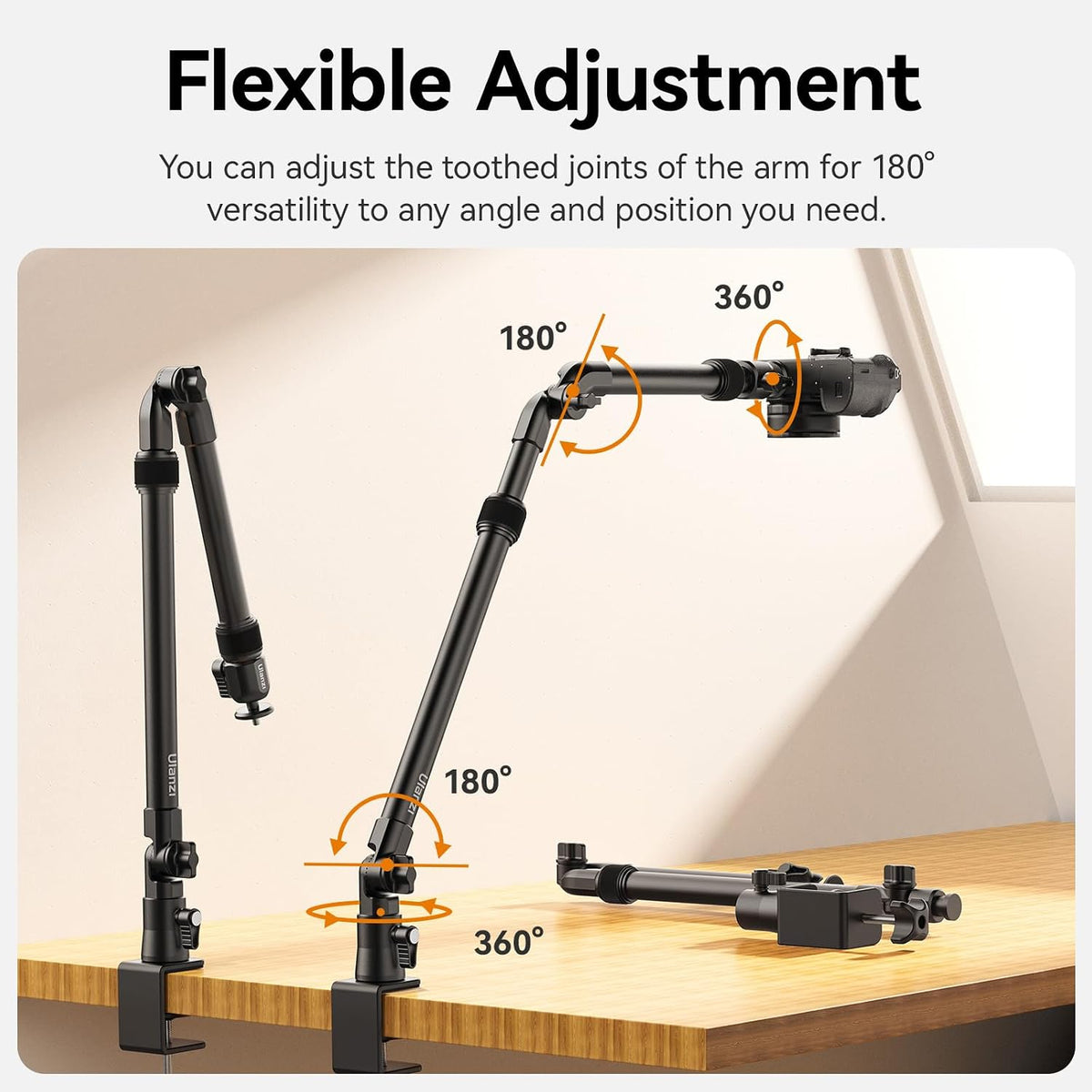 ULANZI ZJ02 Camera Desk Mount Stand Overhead Magic Articulating Arm