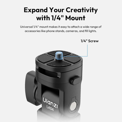ULANZI LA04 Light Stand Adapter, 1/4â€ QR Mount, 180Â° Tilt, 3kg Load Capacity