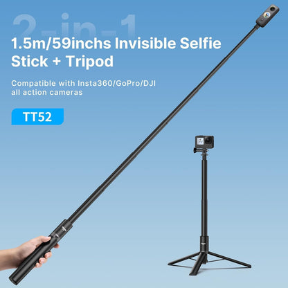 ULANZI TT52 59" Invisible Selfie Stick Tripod Extendable with Stand Legs