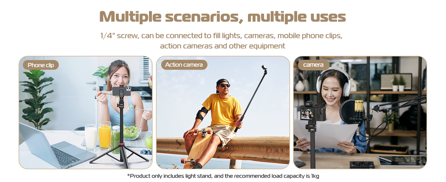 Ulanzi MT-79 Extendable Aluminum Tripod, 81" Adjustable Stand, 360Â° Head