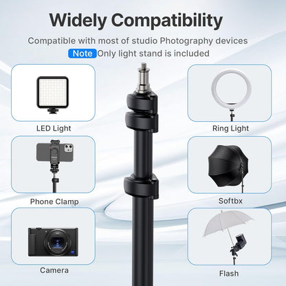 ULANZI TT43 6.23ft Extendable Light Stand, Aluminum Tripod for Studio