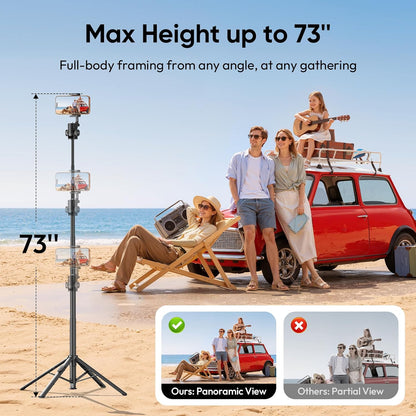 ULANZI SK32 Selfie Stick w Remote, 71''Auto Open & Lift-Close Phone Tripod