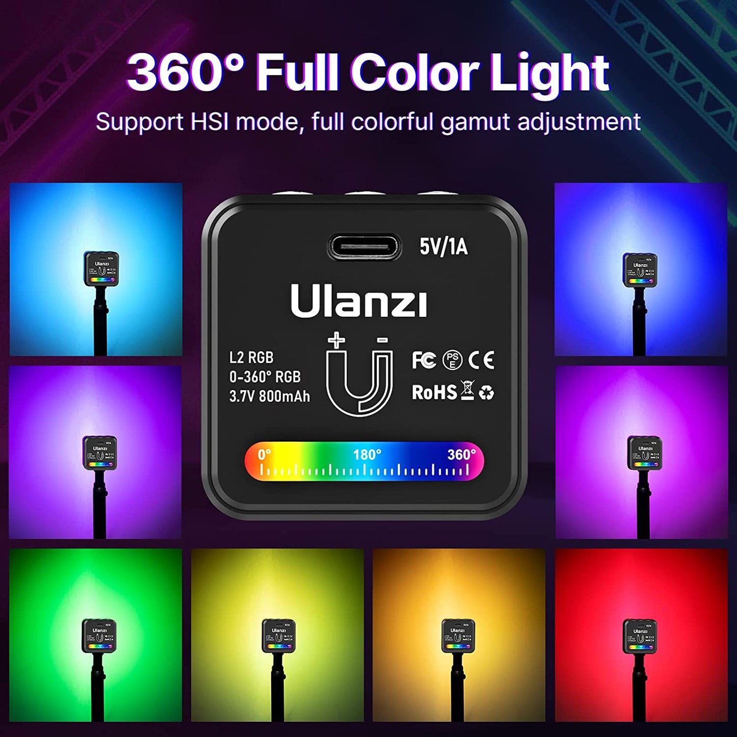 L2 COB RGB LED Video Light, 360Â° Full Color Portable Led Light for Camera Lighting, Magnetic Super Mini Cute Cube Light for Toy, Stop Motion and Micro Photography