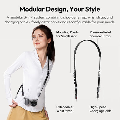 ULANZI YF01 Camera Strap USB-C Cable, 3-in-1 Quick Release, 51-59"