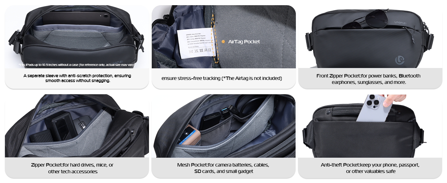 Ulanzi PB038 Travel Messenger Bag Camera Sling Bag V2 10L Multi-Pocket