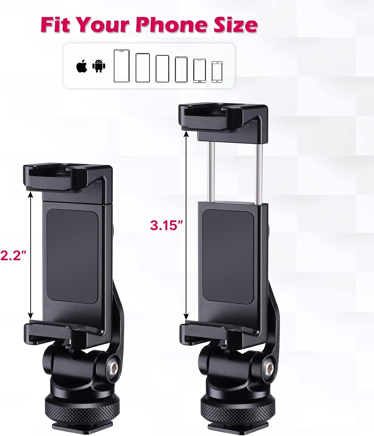 ULANZI ST-10 Metal Phone Tripod Mount, 360¬∞ Universal Clamp, 2 Cold Shoes