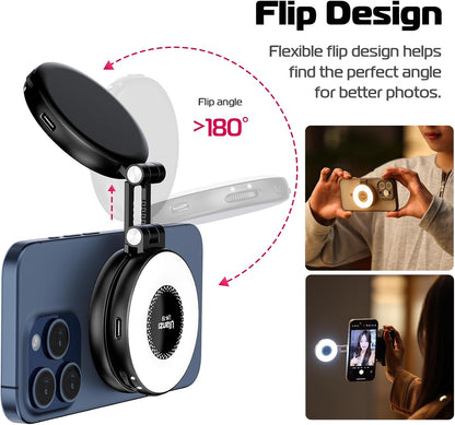 Ulanzi LM19 Magnetic LED Selfie Light with Magsafe, Sticky Ring for Phones