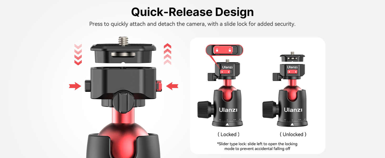 ULANZI TT31 72.4" Tripod/Monopod, 33lb Load, QR Plate, 360Â° Head for DSLR/Video