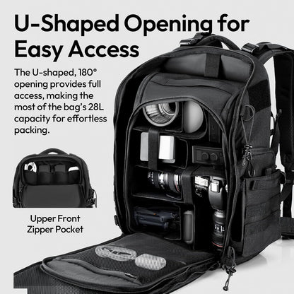 ULANZI BC007 28L Camera Backpack, DSLR Bag w/ Quick Access & Dividers