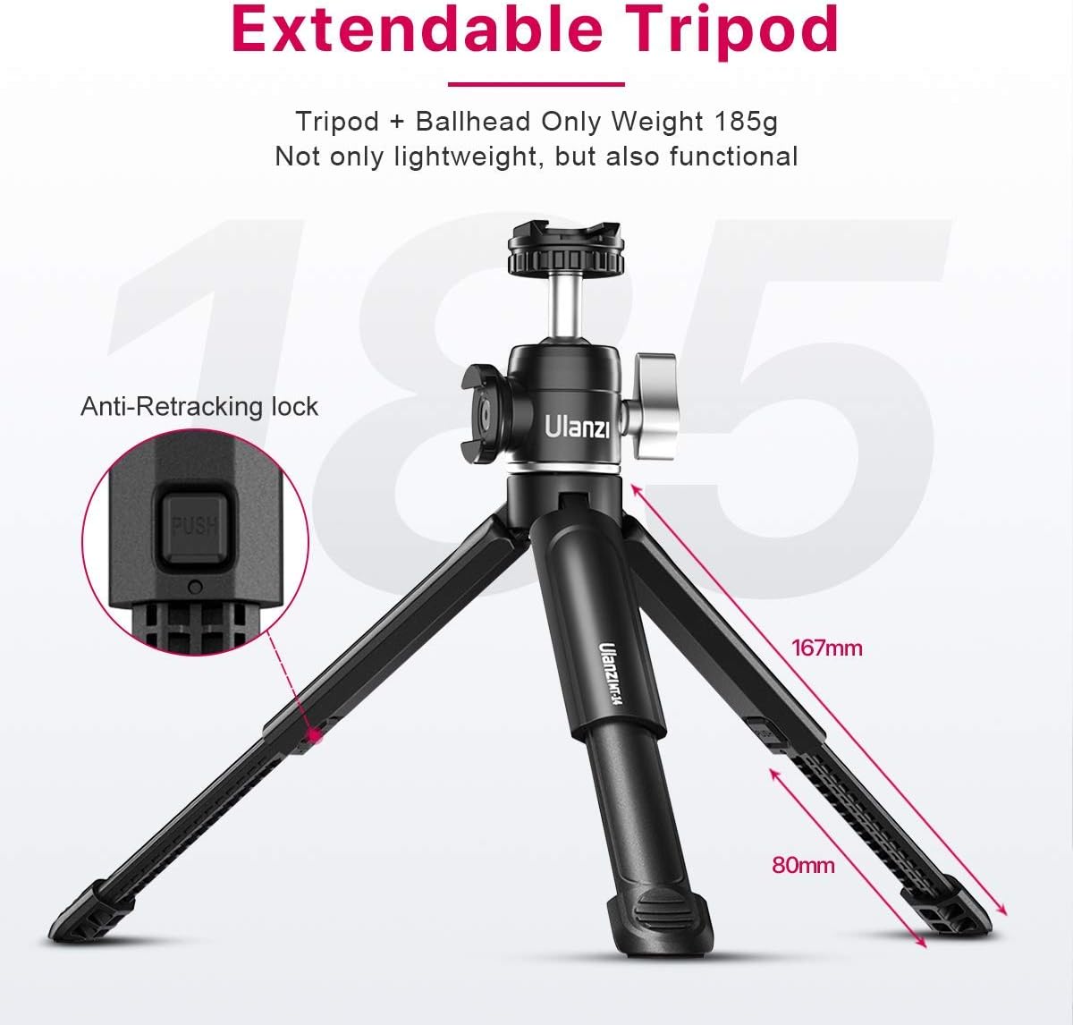 ULANZI Mini Tripod 360¬∞ Ball Head Cold Shoe Extendable Vlog Camera Stand ( U60 + MT14)