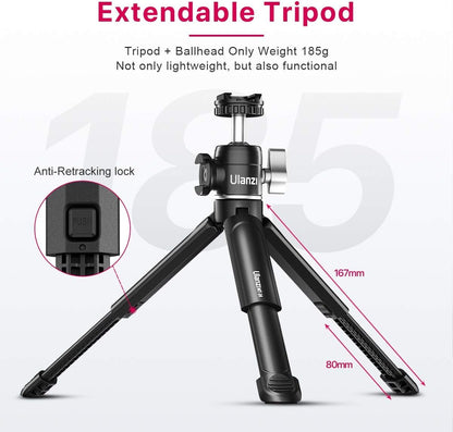 ULANZI Mini Tripod 360¬∞ Ball Head Cold Shoe Extendable Vlog Camera Stand ( U60 + MT14)