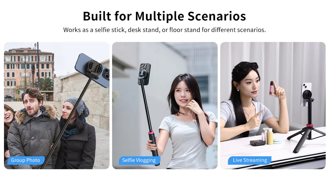 Ulanzi MT-84 61" Phone Tripod, Magnetic Selfie Stick with Remote for iPhone