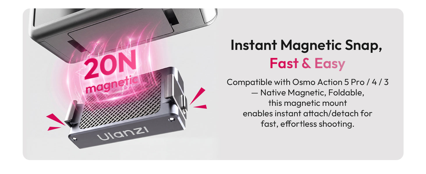 ULANZI MA37 Magnetic Quick Release Mini Tripod for DJI Osmo Action 3/4/5 Pro