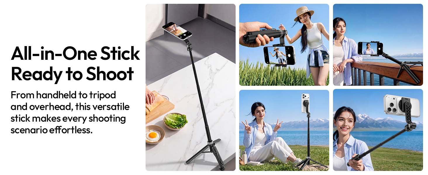 ULANZI TT86 Magnetic Tripod for iPhone 17, 35" Selfie Stick, Remote