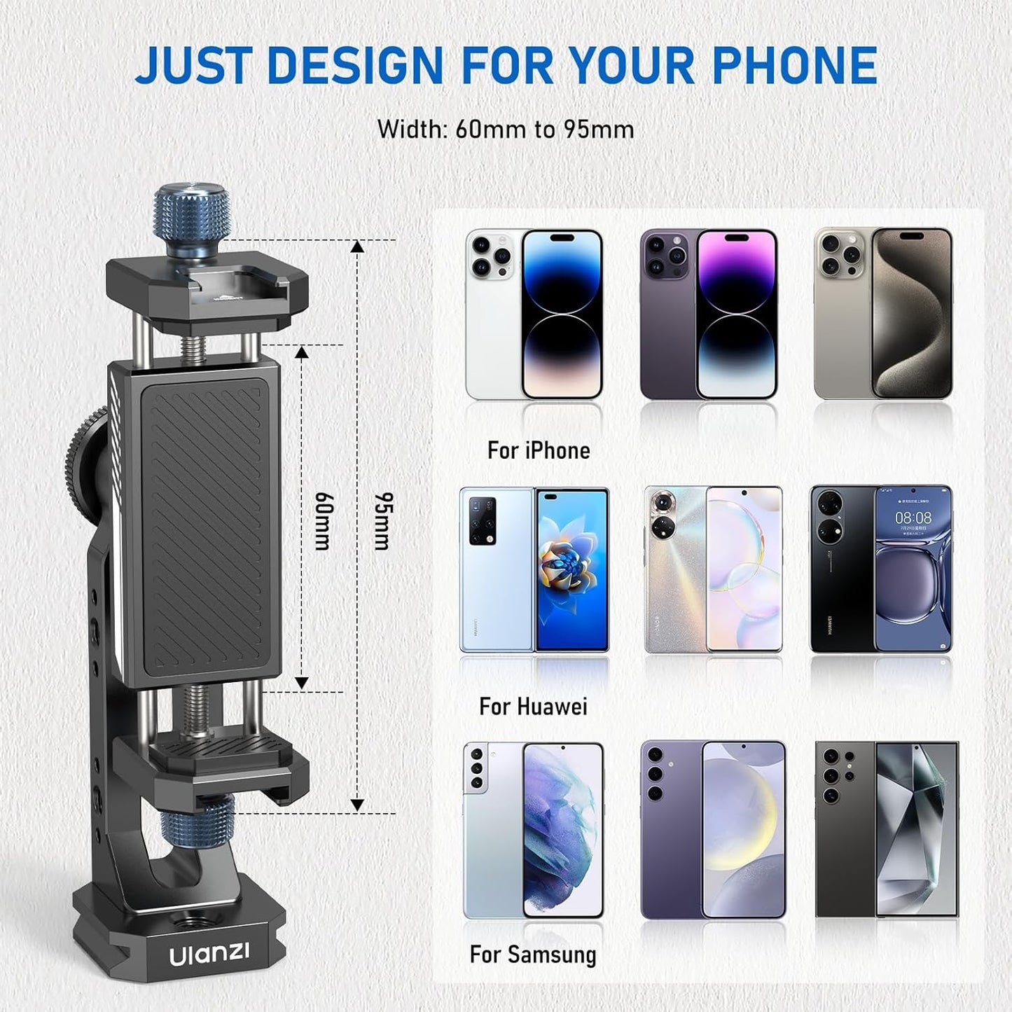 Ulanzi MA53 Phone Tripod Adapter, Arca/UKA, 2 Cold Shoe, 360Â° Metal Mount