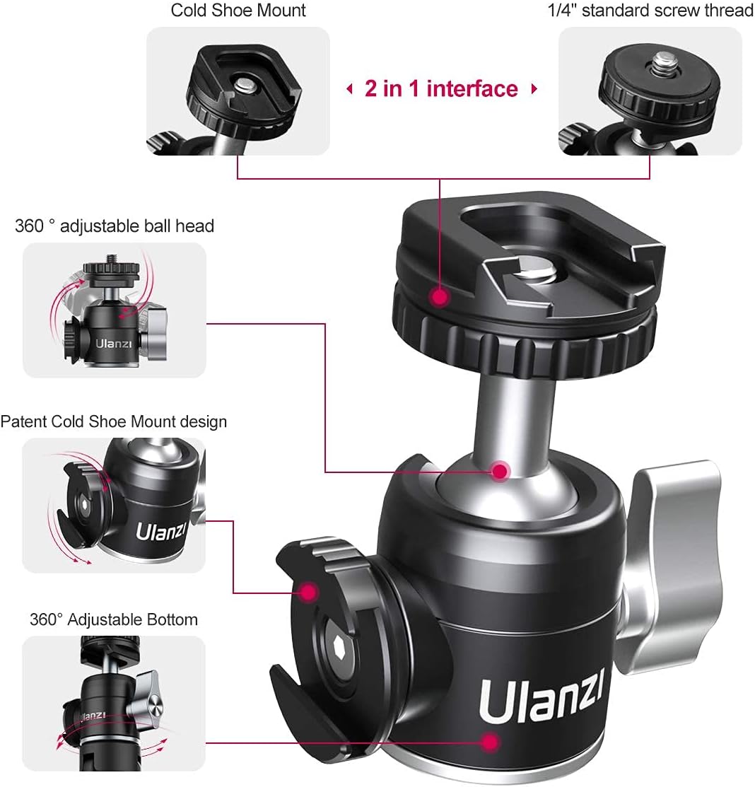 ULANZI Mini Tripod 360¬∞ Ball Head Cold Shoe Extendable Vlog Camera Stand ( U60 + MT14)