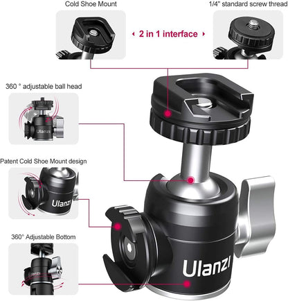 ULANZI Mini Tripod 360¬∞ Ball Head Cold Shoe Extendable Vlog Camera Stand ( U60 + MT14)