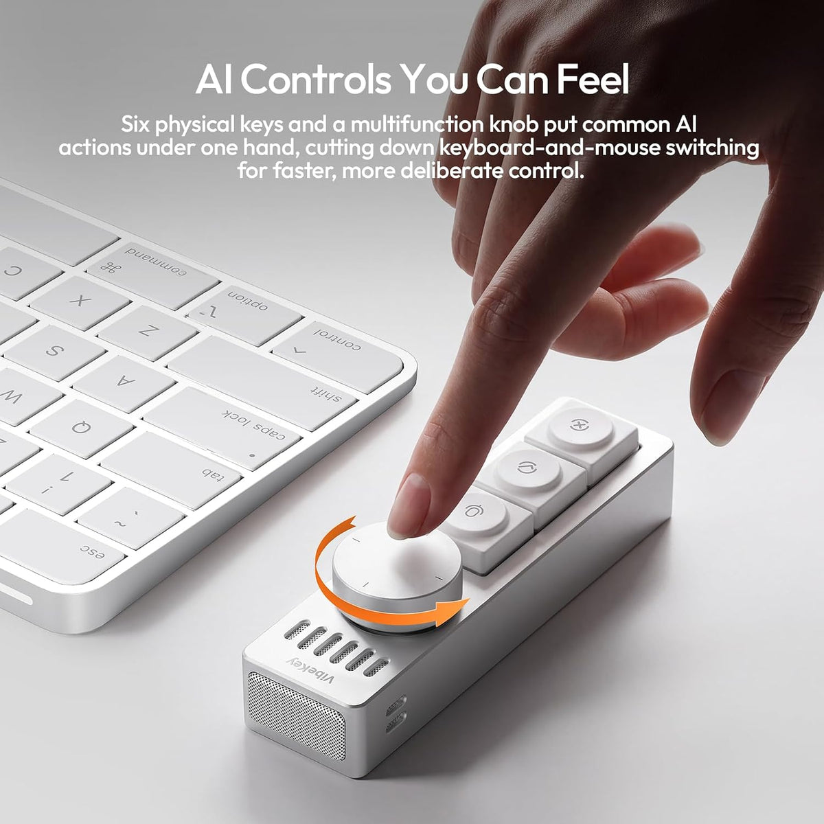 AU05 Wireless AI Keyboard with Microphone | 3 Buttons & 1 Dial | One-Touch Voice Dictation