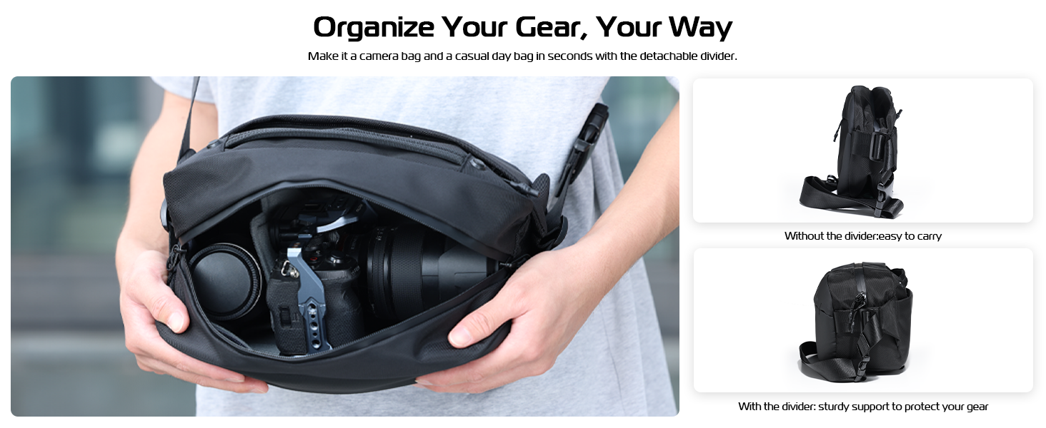Ulanzi PB038 Travel Messenger Bag Camera Sling Bag V2 10L Multi-Pocket