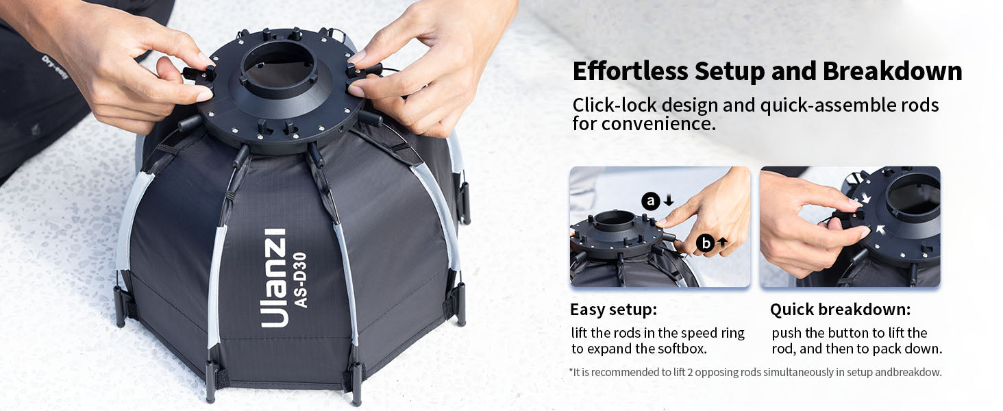 Ulanzi AS-D30 30cm Mini Bowens Mount Octagon Softbox Octagonal Speedlite, Studio Flash, Speedlight Umbrella Softbox with Carrying Bag, Lightweight Compatible with Ulanzi 40W/40W Pro/60W Video Light.